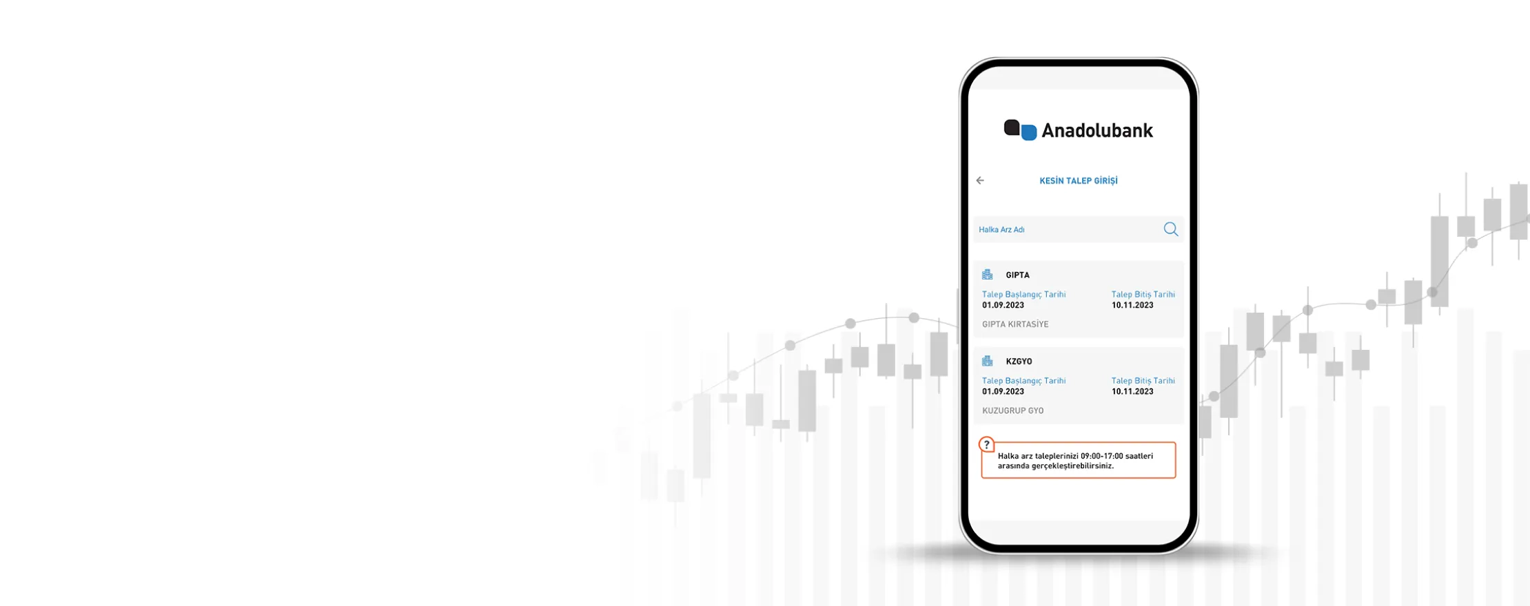 Halka Arz işlemleri<br>Anadolubank Mobil'de!