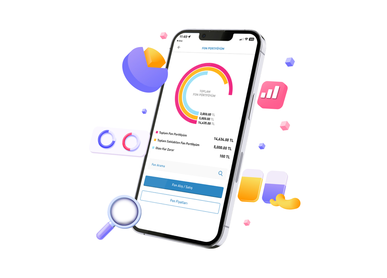 Birikimlerinizi çeşitlendirmek ve farklı yatırım seçeneklerini değerlendirmek için Anadolubank Mobil üzerinden işlem yapabilir veya size en yakın Anadolubank şubesini ziyaret ederek yatırım fonu işlemlerinizi kolayca gerçekleştirebilirsiniz. 